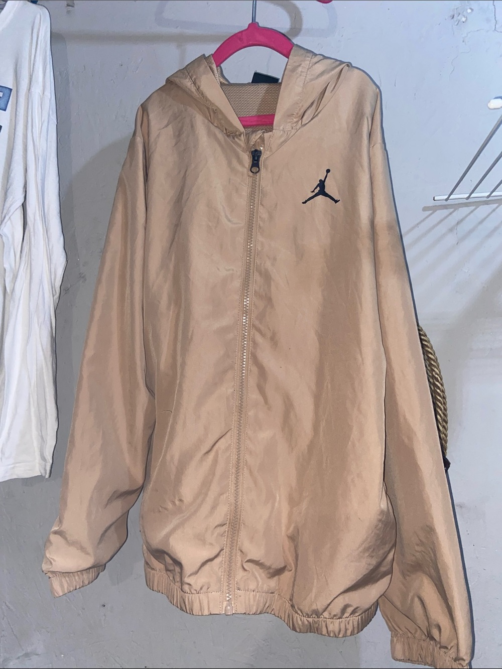 Jordan Beige Hooded Windbreaker with Black Jumpman